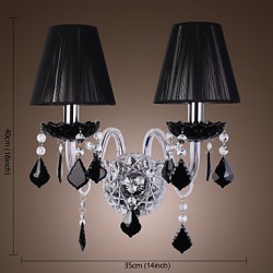 Crystal Wall Light with 2 Lights in Fabric Shade