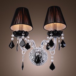 Crystal Wall Light with 2 Lights in Fabric Shade