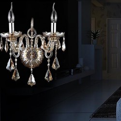 Crystal Wall Sconces/Candle Wall Lights/Reading Wall Lights , Modern/Contemporary E12/E14 Metal