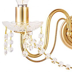 Golden Crystal Wall Light with 2 Lights