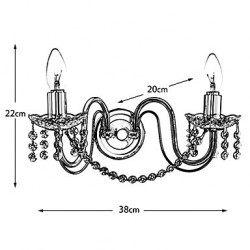 Golden Crystal Wall Light with 2 Lights