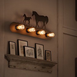 American Village Pastoral LOFT Style Bedroom Aisle Iron Retro Wild Horse Wall Lamps Free Shipping