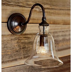 40W Nature Inspired Iron Wall Light with Transparent Glass Shade