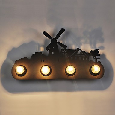 4 Lights American Village Pastoral Loft Style Bedroom Aisle Iron Retro Wall Lamps