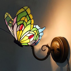 E27 220V 26*15CM 3-5㎡ European Mediterranean Contracted Rural Creative Wrought Iron Wall Lamp Glass Led Lights