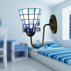 15CM Contemporary And Contracted Stained Glass Lamp Wall Lamp Inn Blue And White Squares Led Lights