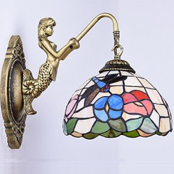 E27 220V 27*25CM 3-5㎡ European Contracted Rural Creative Wrought Iron Wall Lamp Glass Led Lights