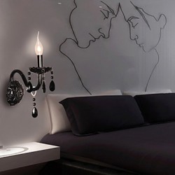 Black Crystal Wall Light with Candle Bulb