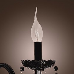 Black Crystal Wall Light with Candle Bulb