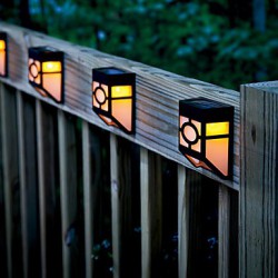 Warm Yellow Solar Powered Wall Mount 2 LED Lantern Light Deck Lamp(CIS-57247)