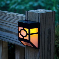 Warm Yellow Solar Powered Wall Mount 2 LED Lantern Light Deck Lamp(CIS-57247)