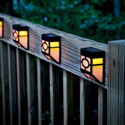 Warm Yellow Solar Powered Wall Mount 2 LED Lantern Light Deck Lamp(CIS-57245)