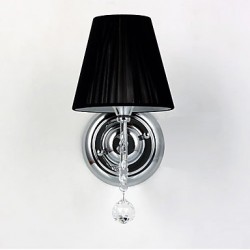 40W Contemporary Wall Light with Fabric Shade Chandelier Style Arm Crystal Droplet