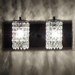 120W Modern Wall Light with Crystal Pendants and 2 Lights in Polished Chrome