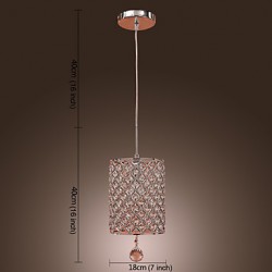 Crystal Drop Pendant Light in Cylinder Style