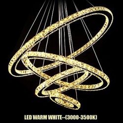 LED Crystal Pendant Lights Ceiling Lighting Clear Crystal Round 4 Rings 20CM 40CM 60CM 80CM LED Source Fixtures