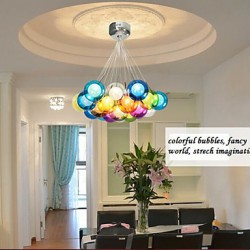 Modern Bubble Globe Colored Glass Pendant Light with 19 Lights