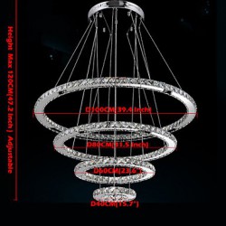 Modern LED Pendant Light Clear Crystal Ceiling Chandeliers Lighting Lamp with D100CM+D80CM+D60CM+D40CM CE FCC UL