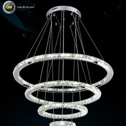 Modern LED Pendant Light Clear Crystal Ceiling Chandeliers Lighting Lamp with D100CM+D80CM+D60CM+D40CM CE FCC UL