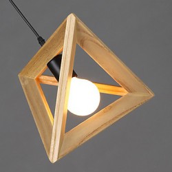 E27 Line 1M 30*30CM European-Style Creative Country Restoring Ancient Ways Triangular Wood Box Droplight LED