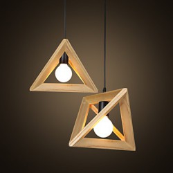 E27 Line 1M 30*30CM European-Style Creative Country Restoring Ancient Ways Triangular Wood Box Droplight LED