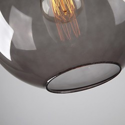 Modern Glass Pendant Light in Round Smoke grey Bubble Design