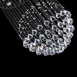 LED Pendant Light Modern Crystal Chandelier 5 Lights Silver Canpoy Clear Crystal Globe Ceiling Lamps Fixtures H130CM