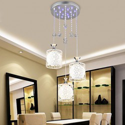 40*40CM Contemporary And Contracted Restaurant Three Creative Crystal Droplight, Wrought Iron Lamp LED