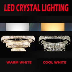 LED Crystal Chandelier Lights Modern Lighting Three Rings D305070 K9 Large Crystal Hotel Ceiling Light Fixtures