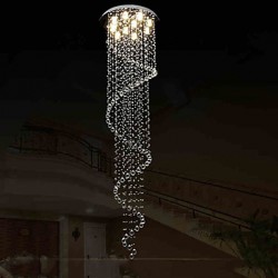 Modern Crystal LED Pendant Light Chandeliers Lighting Lamps Fixtures with Single Spiral D70CM H250CM CE FCC UL