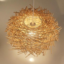 30CM Modern Rural Cany Art Woven Rattan Restaurant Single Head Droplight Lamp LED