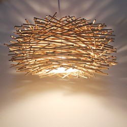 30CM Modern Rural Cany Art Woven Rattan Restaurant Single Head Droplight Lamp LED