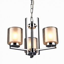 Iron Electroplated Chandelier with Glass Shade Classic Candle Lighting Lamp 3 Heads