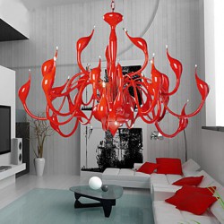 Modern Chandelier Light 24 Lights LED G4 Red Painting/ Bulb Included/ Living Room / Bedroom