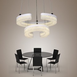 LED Crystal Pendant Light, The Letter "C" Shape Modern Lamp Two Rings