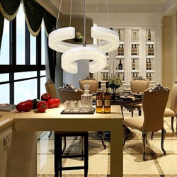 LED Crystal Pendant Light, The Letter "C" Shape Modern Lamp Two Rings