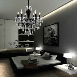 6-Light Crystal Chandelier in Black Design Accent