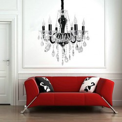 6-Light Crystal Chandelier in Black Design Accent