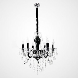 6-Light Crystal Chandelier in Black Design Accent