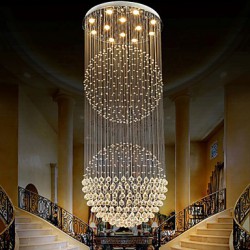 LED Pendant Light Modern Crystal Chandelier 12 Lights Silver Canpoy Clear Crystal Globe Ceiling Lamps Fixtures H210CM