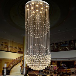 LED Pendant Light Modern Crystal Chandelier 12 Lights Silver Canpoy Clear Crystal Globe Ceiling Lamps Fixtures H210CM