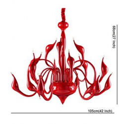 Modern Chandelier Light 18 Lights LED G4 Red Painting/ Bulb Included/ Living Room / Bedroom