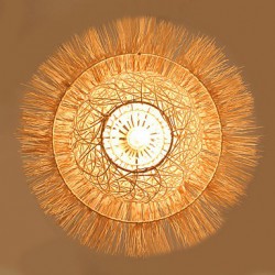 50*30CM Modern Rural Cany Art Woven Rattan Restaurant Single Head Droplight Lamp LED