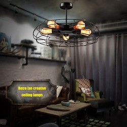 Industrial Vintage Metal Fan Pendant Lamp Steampunk Ceiling Chandelier Light