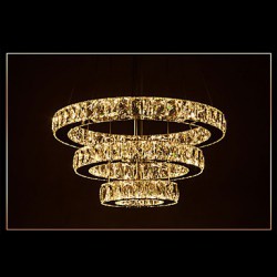 LED Pendant Light Modern Lighting Warm White Three Rings D204060 Transparent K9 Large Crystal Hotel Ceiling Lights