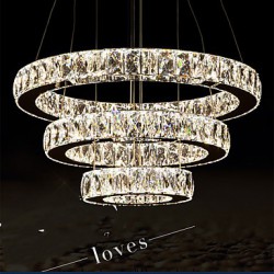 LED Pendant Light Modern Lighting Warm White Three Rings D204060 Transparent K9 Large Crystal Hotel Ceiling Lights