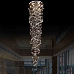 LED Ceiling Chandelier Light Pendant Lights Lamp Lighting Fixtures with K9 Crystal Double Spiral D70CM H250CM CE FCC UL