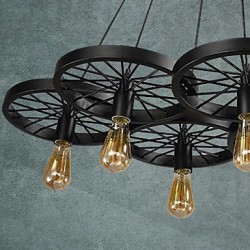 Loft Pendant Lights/Wheel Chandelier/Rustic/Vintage/Retro/Country/Dining/Entry/Game/Metal+Painting