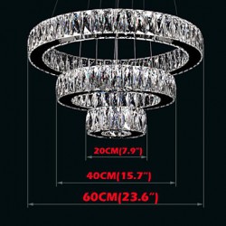 LED Crystal Pendant Light Modern Lighting Three Rings D204060 K9 Large Crystal Hotel Ceiling Lights Fixtures