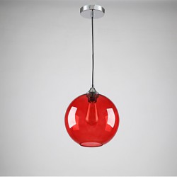 Modern Glass Pendant Light in Round Red Bubble Design